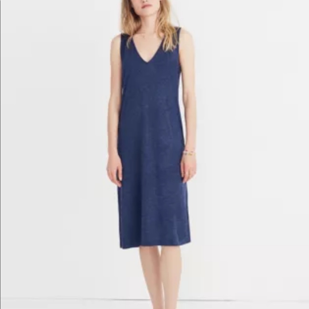 Navy Blue Madewell Midi V-neck Jersey Tank Dress